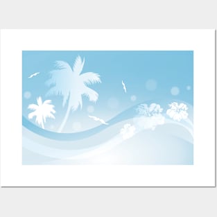 Tropical background in blue colors Posters and Art